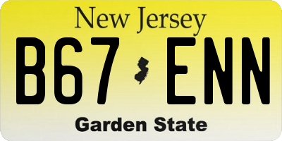 NJ license plate B67ENN
