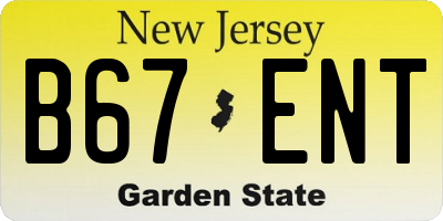 NJ license plate B67ENT