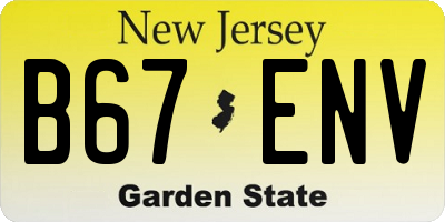 NJ license plate B67ENV