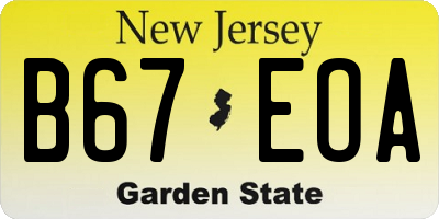 NJ license plate B67EOA