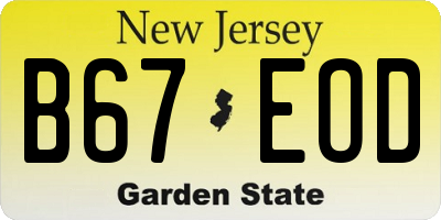 NJ license plate B67EOD