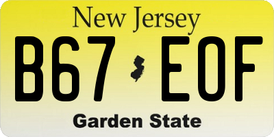 NJ license plate B67EOF