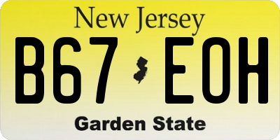 NJ license plate B67EOH