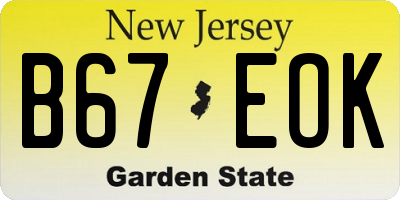 NJ license plate B67EOK
