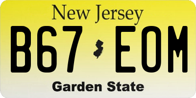 NJ license plate B67EOM