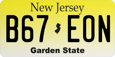 NJ license plate B67EON