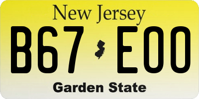 NJ license plate B67EOO