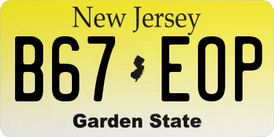 NJ license plate B67EOP