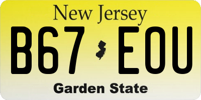 NJ license plate B67EOU