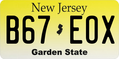 NJ license plate B67EOX