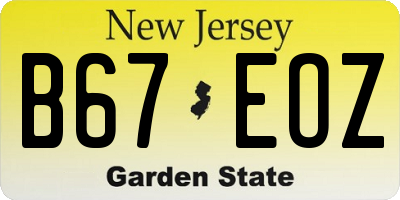 NJ license plate B67EOZ