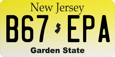 NJ license plate B67EPA