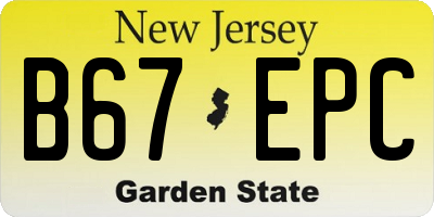 NJ license plate B67EPC