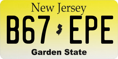 NJ license plate B67EPE