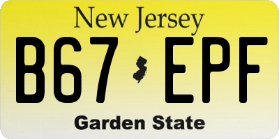 NJ license plate B67EPF