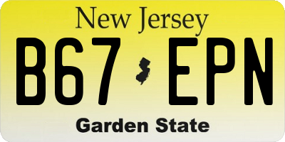 NJ license plate B67EPN