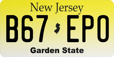 NJ license plate B67EPO