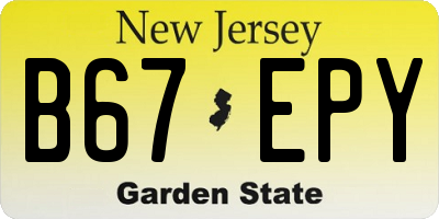 NJ license plate B67EPY