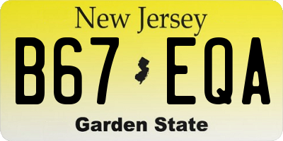 NJ license plate B67EQA