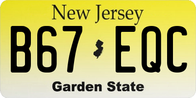 NJ license plate B67EQC