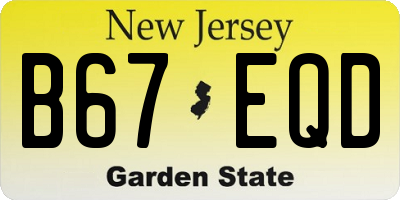 NJ license plate B67EQD