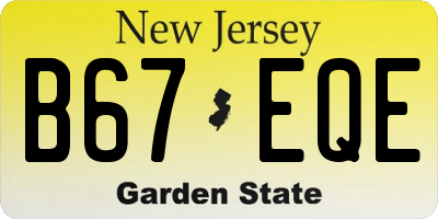 NJ license plate B67EQE