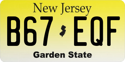 NJ license plate B67EQF