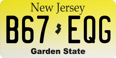 NJ license plate B67EQG