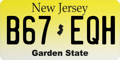 NJ license plate B67EQH