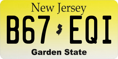 NJ license plate B67EQI