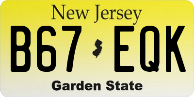 NJ license plate B67EQK