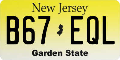 NJ license plate B67EQL