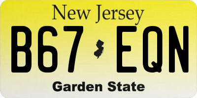 NJ license plate B67EQN