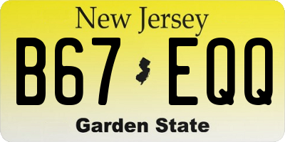 NJ license plate B67EQQ