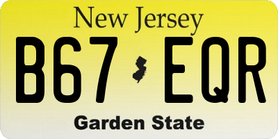 NJ license plate B67EQR