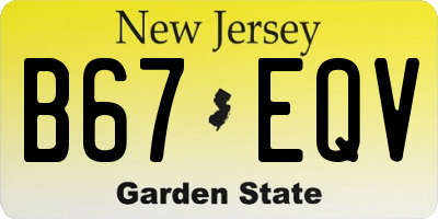NJ license plate B67EQV