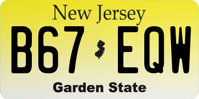 NJ license plate B67EQW