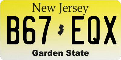 NJ license plate B67EQX