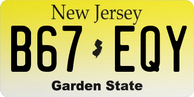 NJ license plate B67EQY
