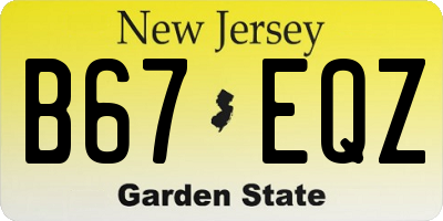 NJ license plate B67EQZ