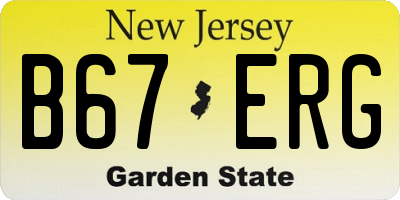 NJ license plate B67ERG