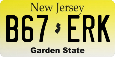 NJ license plate B67ERK