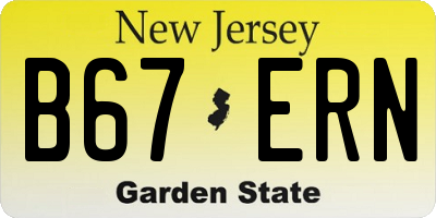 NJ license plate B67ERN