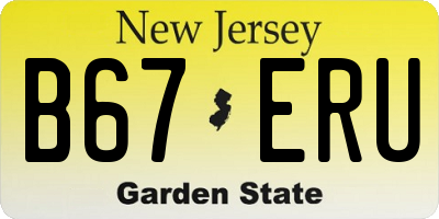 NJ license plate B67ERU