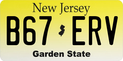 NJ license plate B67ERV