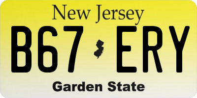 NJ license plate B67ERY