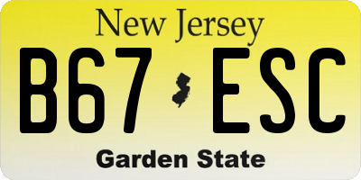 NJ license plate B67ESC