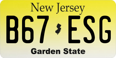 NJ license plate B67ESG