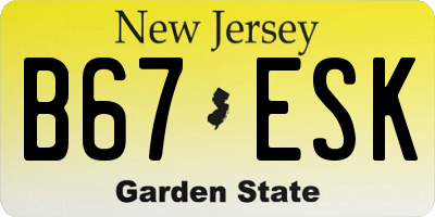 NJ license plate B67ESK