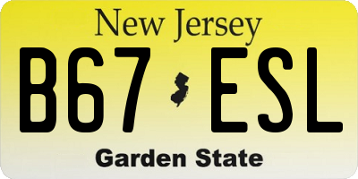 NJ license plate B67ESL